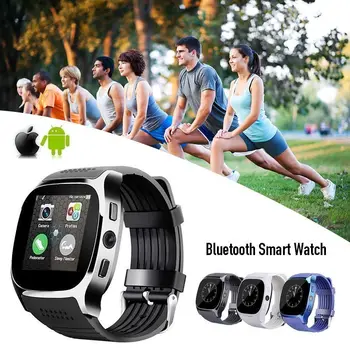 S Kamerou Bluetooth T8 Chytré Hodinky Krokoměr GSM SIM Sportovní Fitness Vodotěsné Náramkové Hodinky Pro iPhone Samsung Telefon