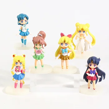 Sailor Moon Crystal Serenity Tsukino Usagi Sailor Mars, Merkur, Jupiter, Venuše Mini PVC Údaje Hračky 6ks/set