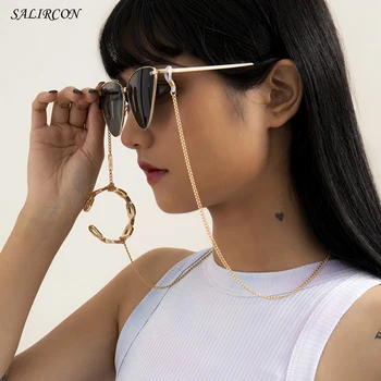 Salircon Geometrické Kovové Brýle Řetěz na Krk, sluneční Brýle, Dlouhý Popruh na Krk Brýle Držák pro Ženy, Příslušenství 2021 Trend