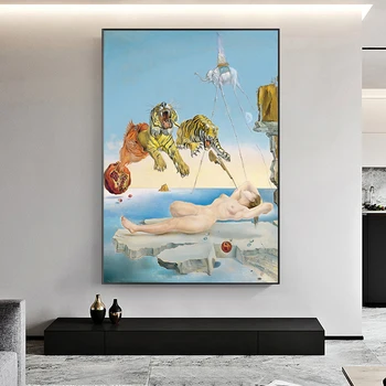 Salvador Dalí Tygr Slon Nahá Žena olejomalba Umění Plátno, Plakáty a Tisky Umění Nástěnné Obrázky pro Obývací Pokoj Dekor