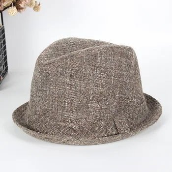 Samec 3,5 cm malý okraj jazz klobouk High-end kvalitní bavlny a ložní prádlo fedora klobouky muži Letní beach ležérní sun čepice 56-58cm