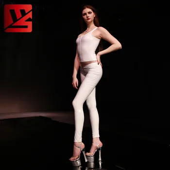 Sexy Ženy Plus Velikost Lesklé PVC Zip Otevřený Rozkrok Tužka Kalhoty s Nízkým Pasem Legíny Ležérní Kalhoty Capris Moto & Biker Fázi Opotřebení F5