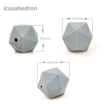 Silikonové Korálky Pro Kousací Náhrdelník Šperky DIY Icosahedron Korálky Lepší Než Hexagon 50pieces/lot