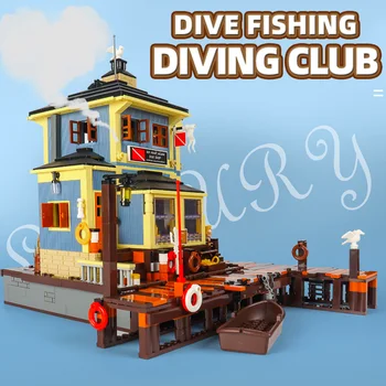 Skladem Tvůrce Série Dive Shop Model Modulární Stavební Bloky, Cihly Sady Hračky Jako Děti, Vtipné Dárky K Narozeninám