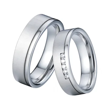 Snubní prsteny nerezová Ocel Šperky Jeho a její Pár snubní Prsteny set pro Muže a ženy, Bílé Zlato Barva
