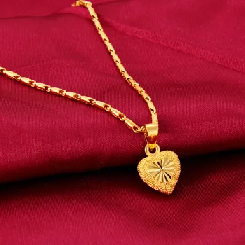 Srdce Tvar 24k Žluté Zlato Přívěskem Náhrdelník Pro Ženy, Láska Srdce Klíční kost Řetěz Náhrdelník, Den svatého Valentýna Jemné Šperky Dárek