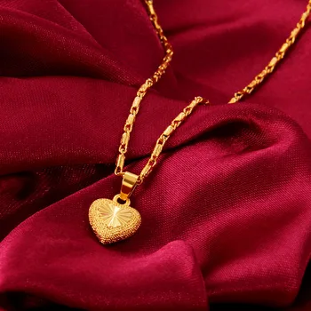 Srdce Tvar 24k Žluté Zlato Přívěskem Náhrdelník Pro Ženy, Láska Srdce Klíční kost Řetěz Náhrdelník, Den svatého Valentýna Jemné Šperky Dárek