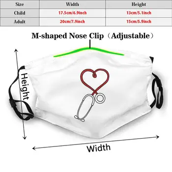 Stetoskop Láska Legrační Tisknout Opakovaně Pm2.5 Filtrační Obličejová Maska Zdravotní Sestra Zdravotní Péči Stetoskopem Srdce Lásky Podporu
