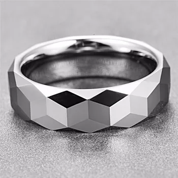 Stříbrná Barva Rhombus Snubní Prsteny Slib Lásky Wolframu Ocelové Kroužky Aliance Svatební Kapela