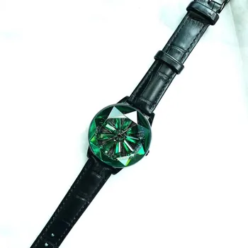 Tak Živé, Zelené, Crystal Hodinky pro Ženy Creative Multi Aspekt Crystal Star Watch Točí Květina Drahokamu Náramkové hodinky Otáčet