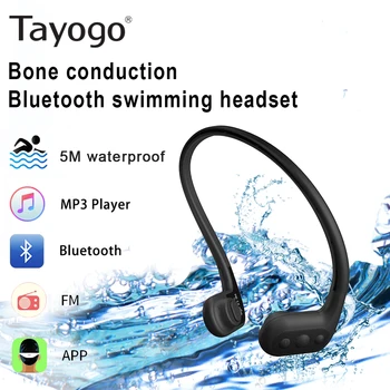 Tayogo Plavání Kostní vedení Sluchátka Mp3 Přehrávač s FM Bluetooth APP Krokoměr IPX8 Vodotěsný 8GB Hudební Přehrávač pro Sport