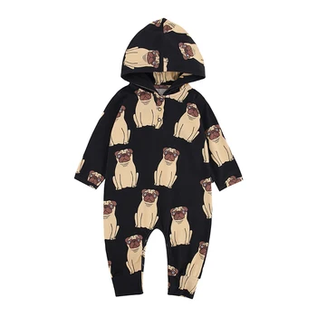 TinyPeople krásné Buldok Dítě Rompers podzim Bavlna s kapucí Novorozence Chlapci Dívky dupačky Kojenecké Dětské Oblečení s Dlouhými Rukávy Kombinézu