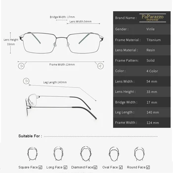 Titan Optické Brýle Rám Krátkozrakost Brýle Unisex Brýle, Předpis Brýlí Obchodní ŽÁDNÝ Šroub Rámu Brýlí