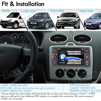 -Ujistěte 2 Din Auto Multimediální Rádio s GPS a DVD Přehrávačem Navigace Pro Ford Transit, Focus, Galaxy, S-Max, C-Max, Fusion, Fiesta BT RDS SWC