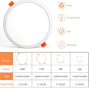 Ultra-tenké LED downlight 6W 8W 15W 20W Vodotěsné teplá bílá studená bílá vestavné LED profesionální reflektor stropní světlo