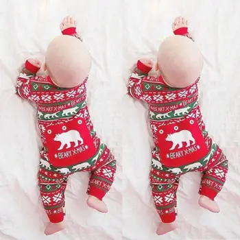 Unisex Štěstí, Dítě Novorozence Baby Boy Girls Vánoční Oblečení Dupačky Romper Kalhoty Jednodílné Pulovru Roztomilý Kostým Oblečení