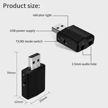 USB 3 v 1 Bluetooth5.0 Vysílač Přijímač Zvuková Karta, Bezdrátový Audio Adaptér Dongle pro TV, PC Sluchátka Domácí Stereo Auto hi-fi