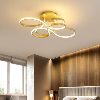 VEIHAO Tvůrčí bílá moderní LED stropní osvětlení pro obývací pokoj ložnice zasedací místnosti RC stmívání, zlatý stropní svítidlo osvětlení