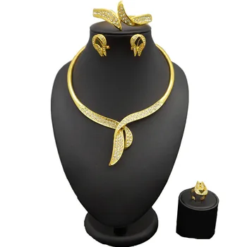 Velké velikosti šperky sady africké ženy náhrdelník zlaté šperky sady, náramek a náušnice