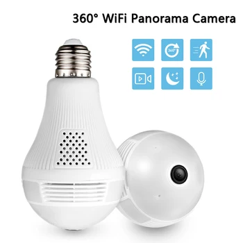 Video bezpečnostní Kamery s WiFi IP Kamery 360 ° LED Světlo Bezpečnostní Wi-fi Žárovky Fotoaparát Dva Způsoby, Audio Krytý Venkovní