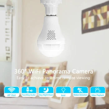 Video bezpečnostní Kamery s WiFi IP Kamery 360 ° LED Světlo Bezpečnostní Wi-fi Žárovky Fotoaparát Dva Způsoby, Audio Krytý Venkovní
