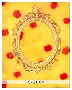 Vinyl olejomalba červené jablko princezna zrcadlo žluté tapety fotografie kulis pro děti photo studio portrét na pozadí