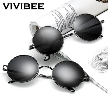 VIVIBEE Klasické Polarizované Kulaté Sluneční Brýle Casual sluneční Brýle pro Ženy Retro UV400 Muži Černé Odstíny 2020 Trend Brýle