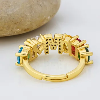 Vlastní Osobnost Šperky Zlaté Barvy Prsten Elegantní Mikro Vydláždit CZ 26 Počátečním Písmenem Nastavitelný Prsten Pro Ženy Zásnubní