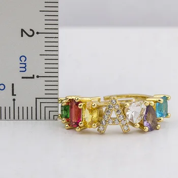 Vlastní Osobnost Šperky Zlaté Barvy Prsten Elegantní Mikro Vydláždit CZ 26 Počátečním Písmenem Nastavitelný Prsten Pro Ženy Zásnubní