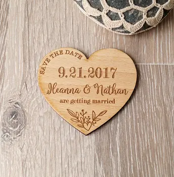 Vlastní srdce, Nevěsta Ženich jména dřevěné Svatební Uložit Datum Magnety zásnubní párty, firemní dárky