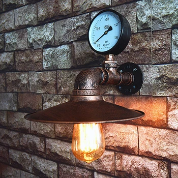 Vodní Dýmka Retro Světlo Loft Průmyslové Železo Rez Nástěnná Svítidla Vintage E27 LED Svítidla Nástěnná Svítidla pro Obývací Pokoj, Ložnice, Bar Dekor