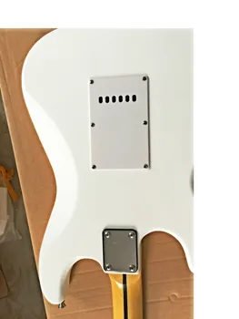Vysoce kvalitní FDST-1006 bílá barva pevné tělo s bílým pickguard javor hmatník elektrická kytara, doprava Zdarma