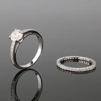 Vysoce kvalitní S925 stříbro kouzlo osobnosti jednoduché prostředí crystal double ring lze stohovat ženské prsten prsten kroužek