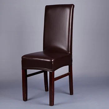 Vysoce Kvalitní Vodotěsný PU Jídelní Židle Kryt Kožené Židle Kryt Spandex Elastický Stretch Housse De Chaises Jídelní Židle Kryty