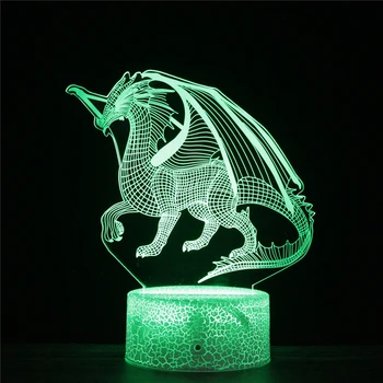 Východní Charizard LED 3D Orientální Drak Světlo Akryl Noční Lampa Světlo Svítidlo Dotykové Dálkové Lampy, Světla, Dekorace Děti