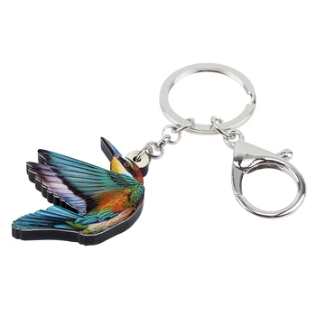 WEVENI Akryl Kingfisher Pták klíčenka Klíčenka Prsten Módní Zvířecí Dárek Šperky Pro Ženy, Dívka Taška Auto Kabelka Přívěsky Velkoobchod
