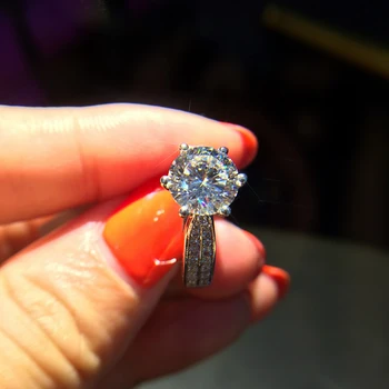 YANHUI Přírodní 2.0 ct Zirkony Drahokam Prsteny pro Ženy, Dívky, Pevné 925 Sterling Stříbro Snubní prsten Zásnubní Dar Jemné Šperky