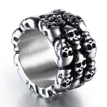 Z nerezové oceli mužů punk Rock skull ring vintage despotický lebka šperky pro muže, dárek OSR397