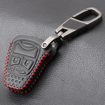Černé Kožené Pouzdro Dálkového Klíče od Auta Kryt 3/4 Tlačítko pro Dodge JCUV Jeep Compass, Grand Cherokee Patriot Pacifica Chrysler 300C