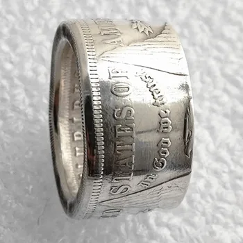 Čistého Stříbra NÁS 1889O Morgan Dolar Mince Prsten Velmi Lesklé Ručně US Velikost 8-16 Custommized Datum