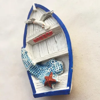 Řecko Kréta malé rybářské lodi, tří-dimenzionální cestování suvenýr magnetické nálepky lednička samolepky
