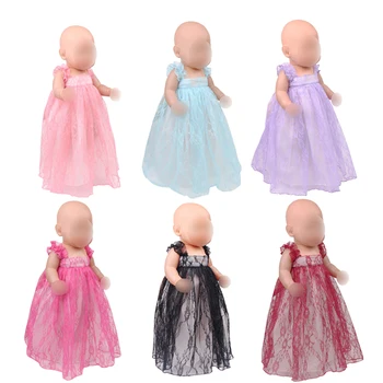 Šaty pro panenky 43 cm panenky krajkové šaty multi-barevné volitelné hodí 18 palcový Dívka panenky oděvní doplňky f432-f436