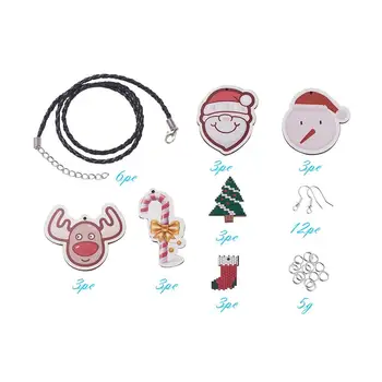 Šperky Kit DIY Vánoční Náhrdelník Náušnice Výrobu Sad s Módní Pletené Kůže Potištěné Dřevěné Přívěsky, Náušnice Háčky
