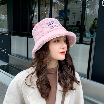 ženy nové zimní udržovat v teple fedora klobouk dívka Jehněčí dopis rybář cap Korean Plyš zahustit kbelík klobouk Coldproof plstěný klobouk