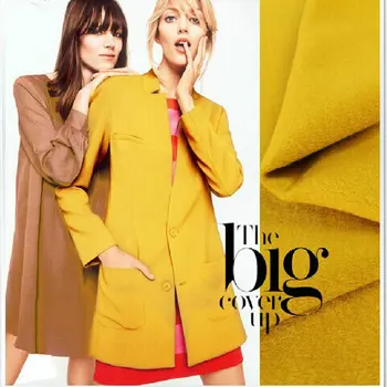 žlutá Kašmírové a Vlněné melton vlny tkaniny PRO kabát Zimní oděv W1H13